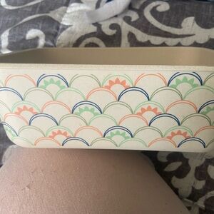 Crouton Container in  Beige With Different Colored Half Circles Storage Box